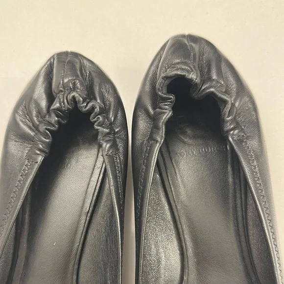 Tory Burch Black and Gold Leather Flats - Picture 4 of 9